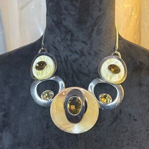 Elegant Silver and Gold Statement Necklace